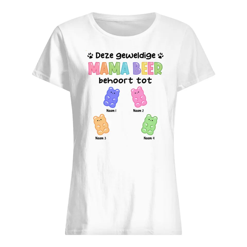 Gepersonaliseerd t shirt voor Mama | Gepersonaliseerd cadeau voor Moeder | Deze Geweldige Mama Beer Behoort Tot
