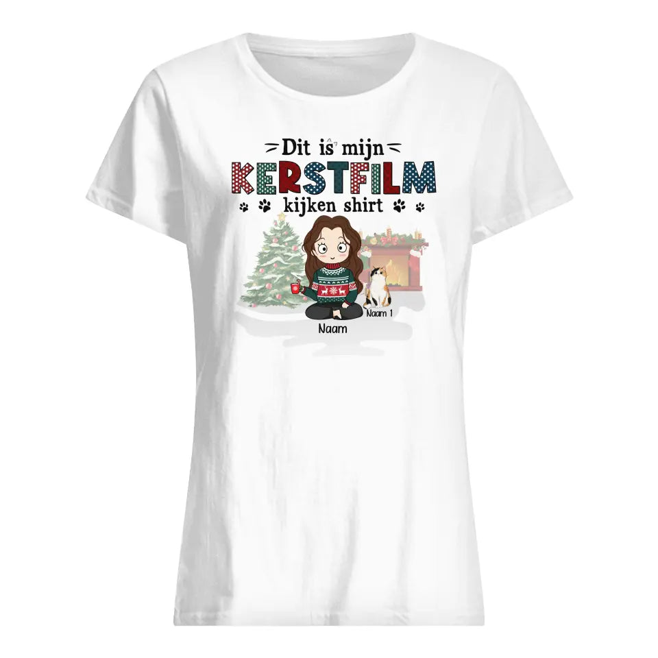 Gepersonaliseerd t shirt voor Kattenliefhebbers| Gepersonaliseerd cadeau voor Kattenliefhebbers| Dit Is Mijn Kerstfilm Kijken Shirt
