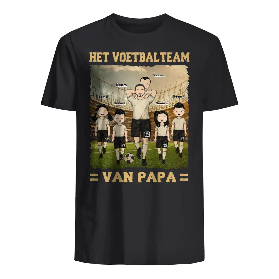 Gepersonaliseerd t-shirt voor papa | Het voetbalteam van papa v2