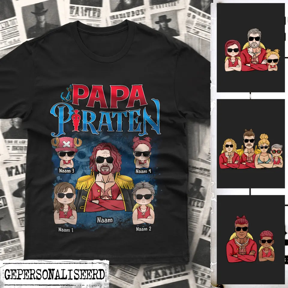 Papa Piraten T-shirt | Gepersonaliseerd T-shirt voor Papa