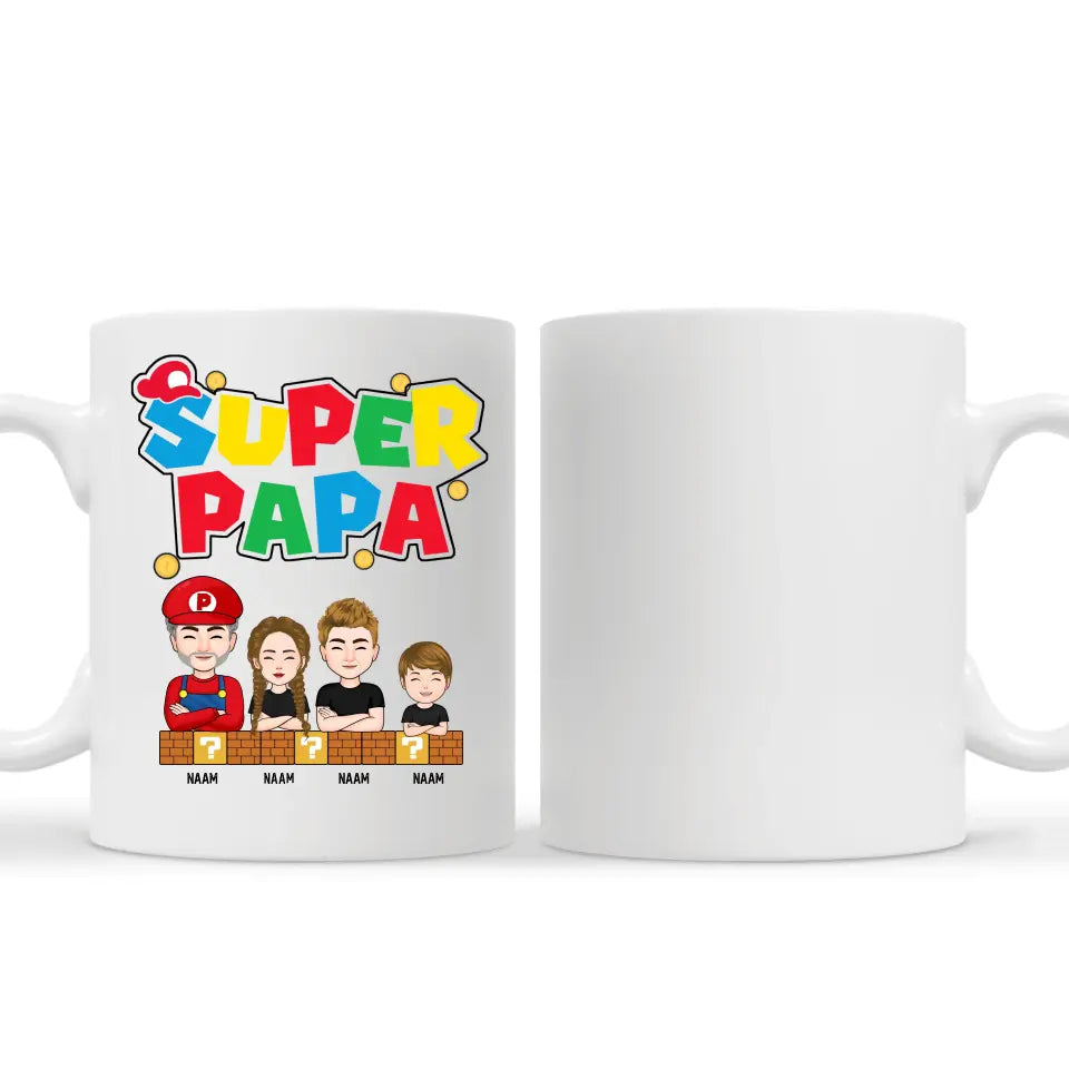 Gepersonaliseerd t-shirt voor papa | Super Papa Donkere versie v2