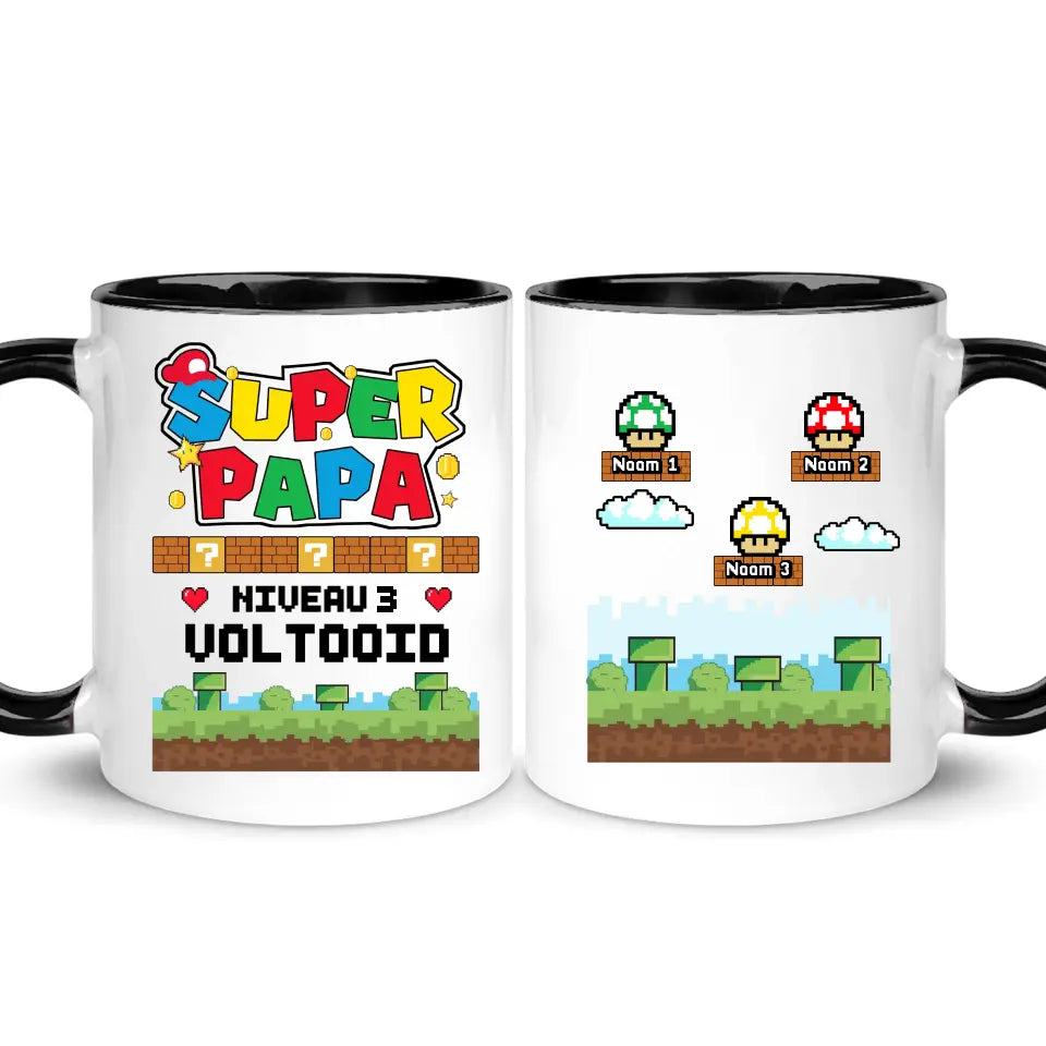 Gepersonaliseerd Mok voor papa | Super papa Niveau 3 Voltooid