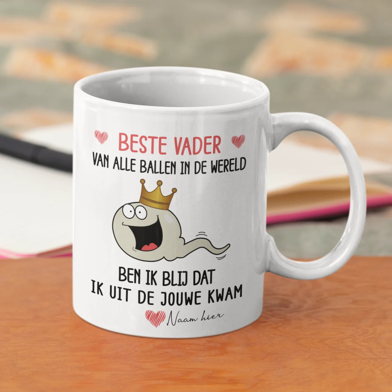 Gepersonaliseerd Grappig mok voor papa| Gepersonaliseerd Grappig cadeau voor vader| Beste vader van alle ballen in de wereld Ben ik blij dat ik uit de Jouwe kwam
