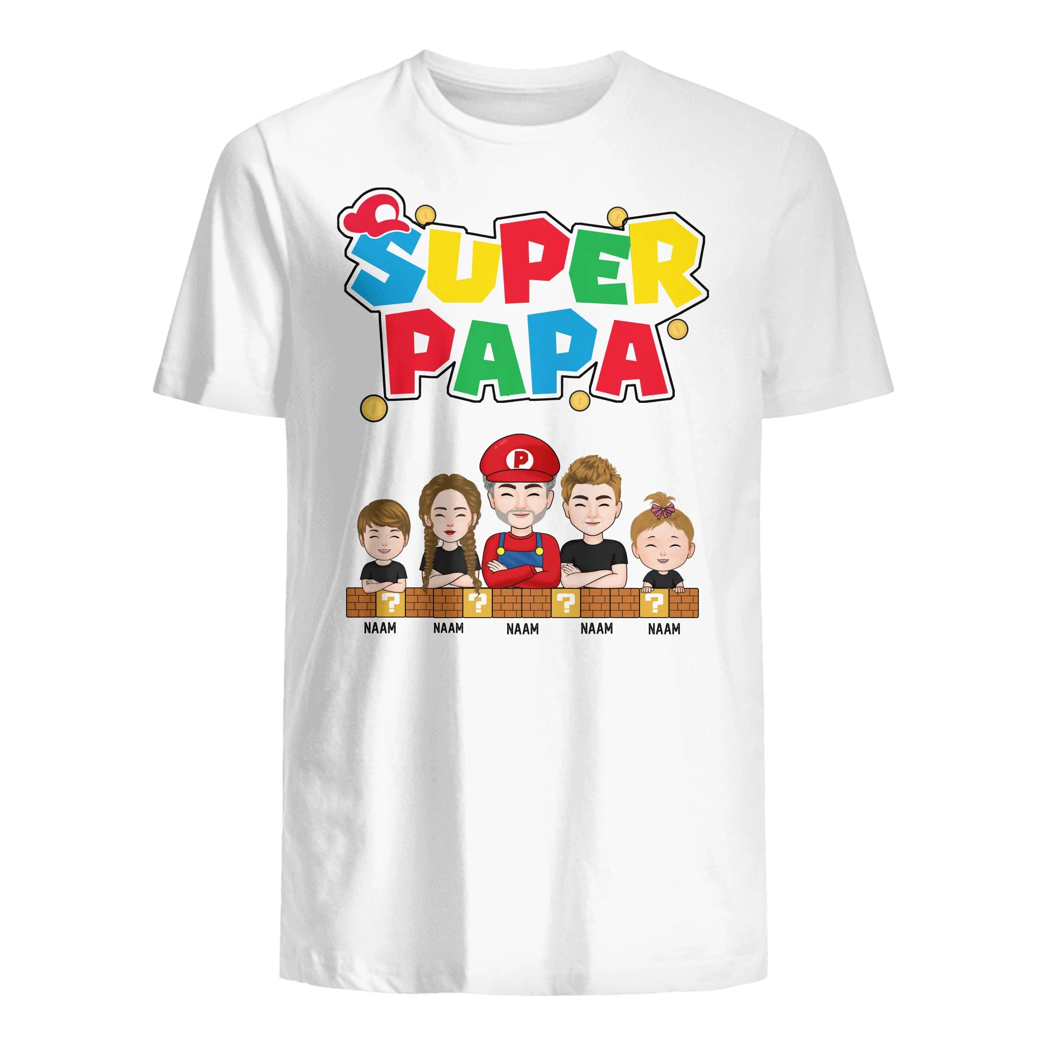 Super Papa v2 | Gepersonaliseerd T-shirt voor Papa