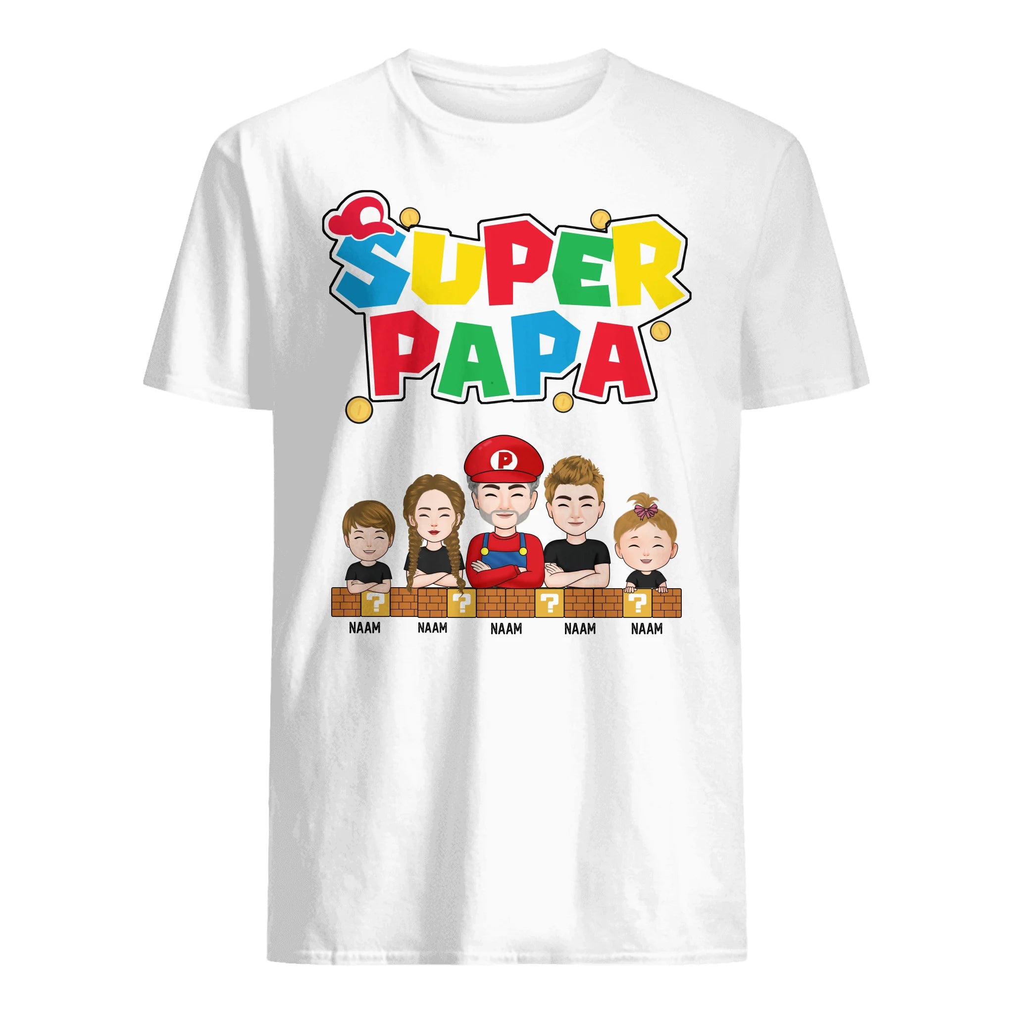 Super Papa v2 | Gepersonaliseerd T-shirt voor Papa