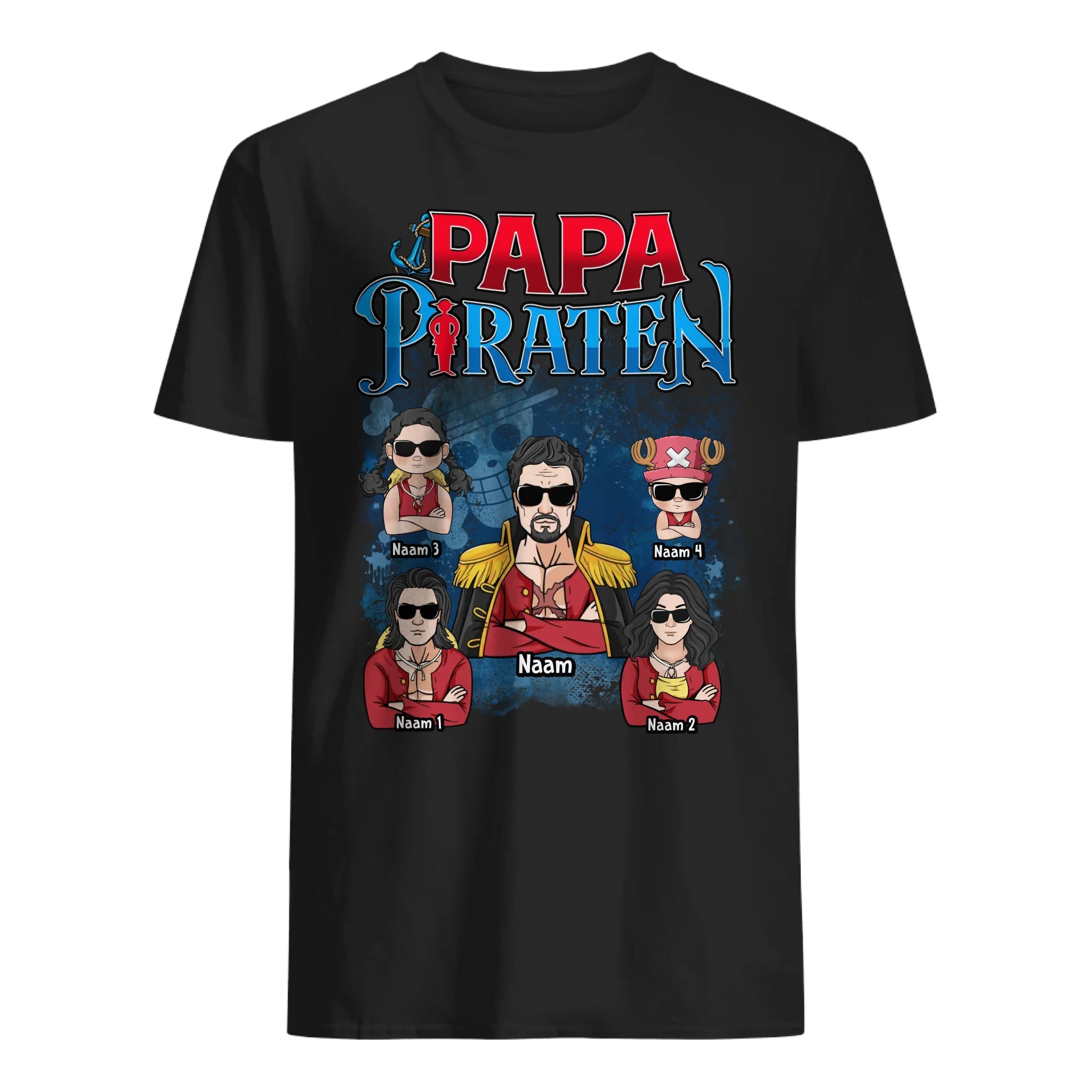 Papa Piraten T-shirt | Gepersonaliseerd T-shirt voor Papa
