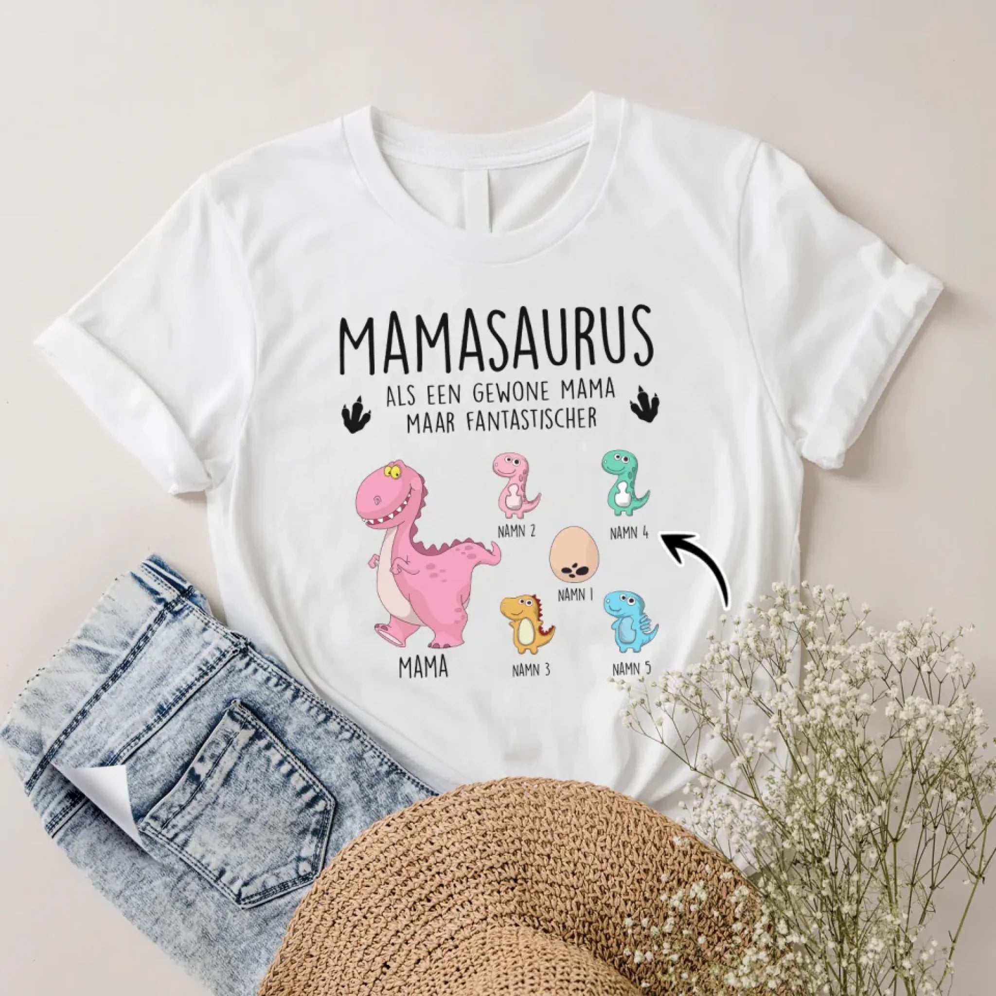 Mamasaurus Als Een Gewone Mama Maar Fantastischer | Gepersonaliseerd t shirt voor Mama