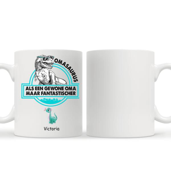 Personaliseerbaar Mok Voor Beste Oma Dinosaurus Wit