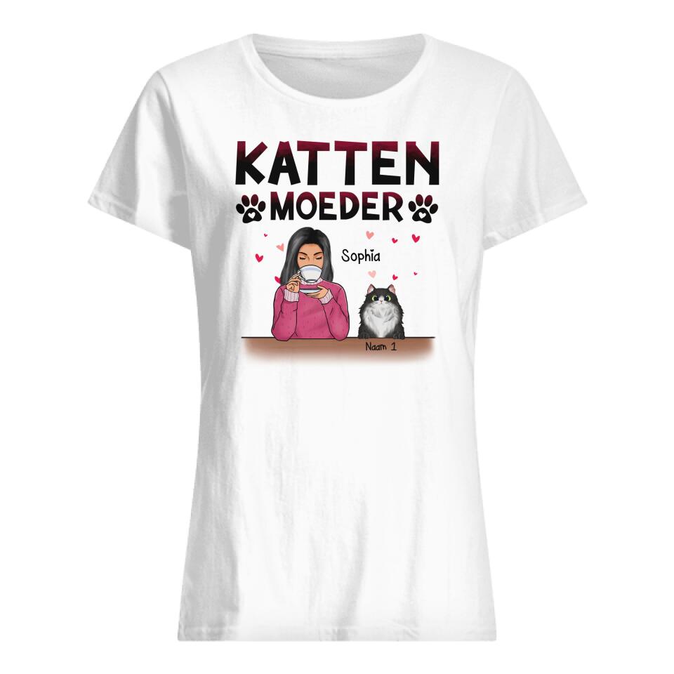 Gepersonaliseerd t shirt voor Mama| Gepersonaliseerd cadeau voor Moeder| Katten Moeder