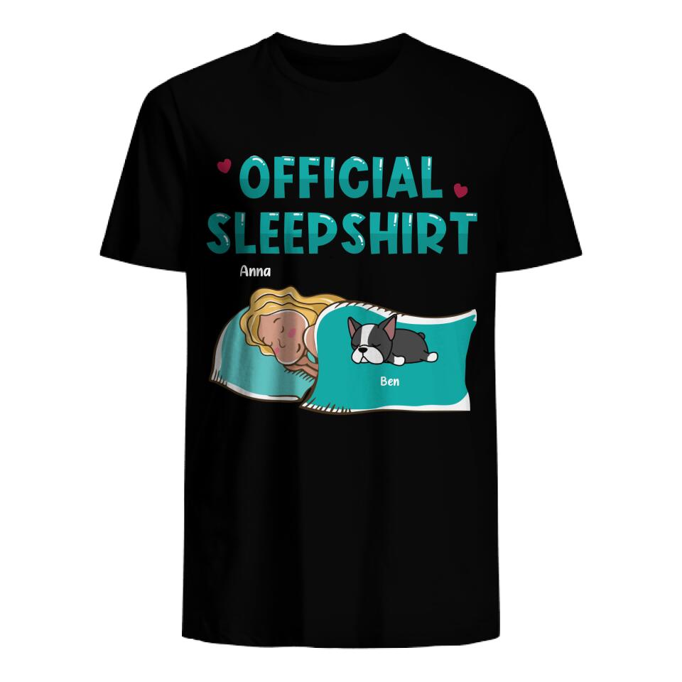 Personaliseerbaar Unisex T-shirt Voor Hondenliefhebbers Donkere Kleur Official Sleepshirt