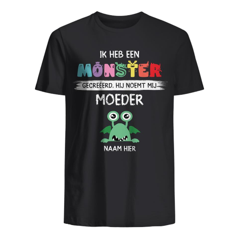 Personaliseerbaar Unisex T-shirt Voor Moeder Noem Mama Monster
