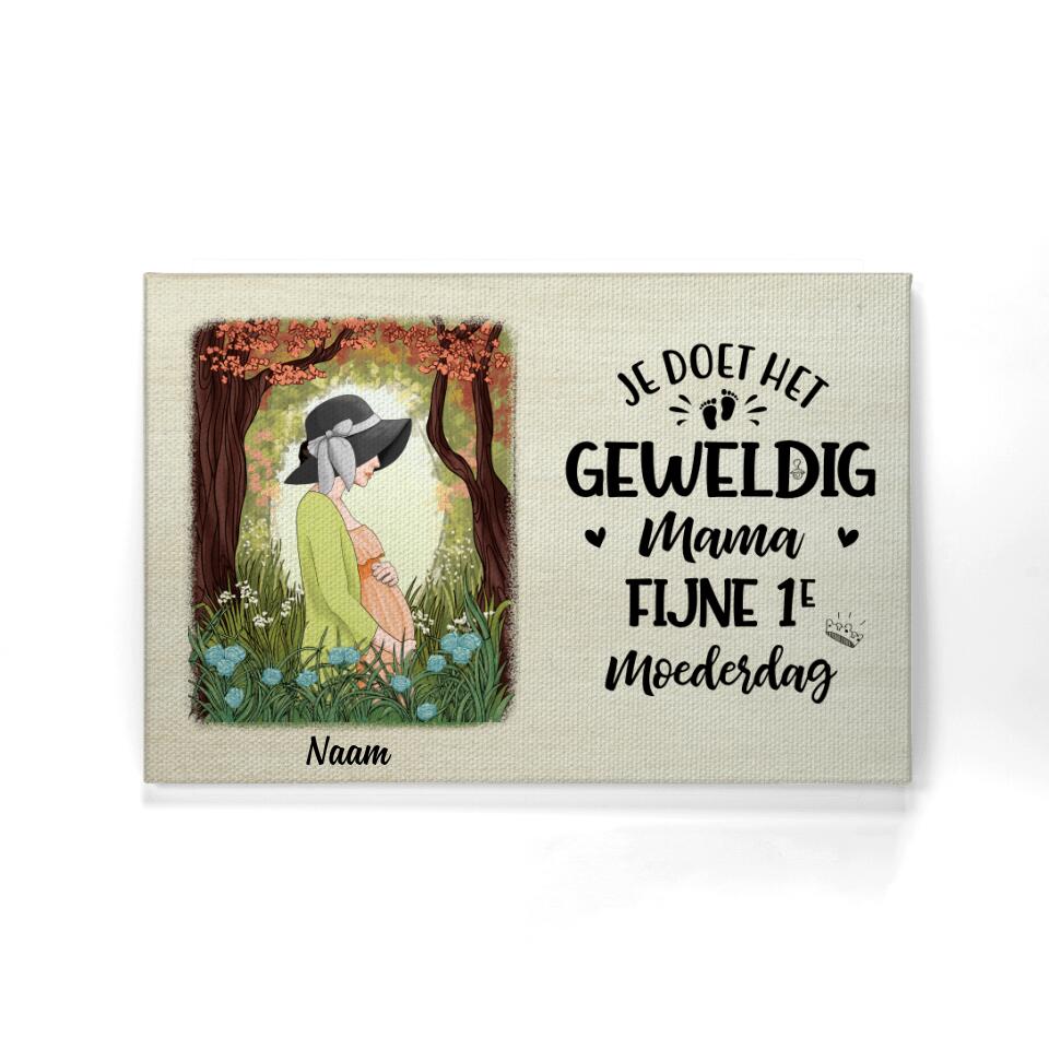Je Doet Het Geweldig Mama Fijne 1e Moederdag, Personaliseerbaar Landschap Canvas Voor Mama