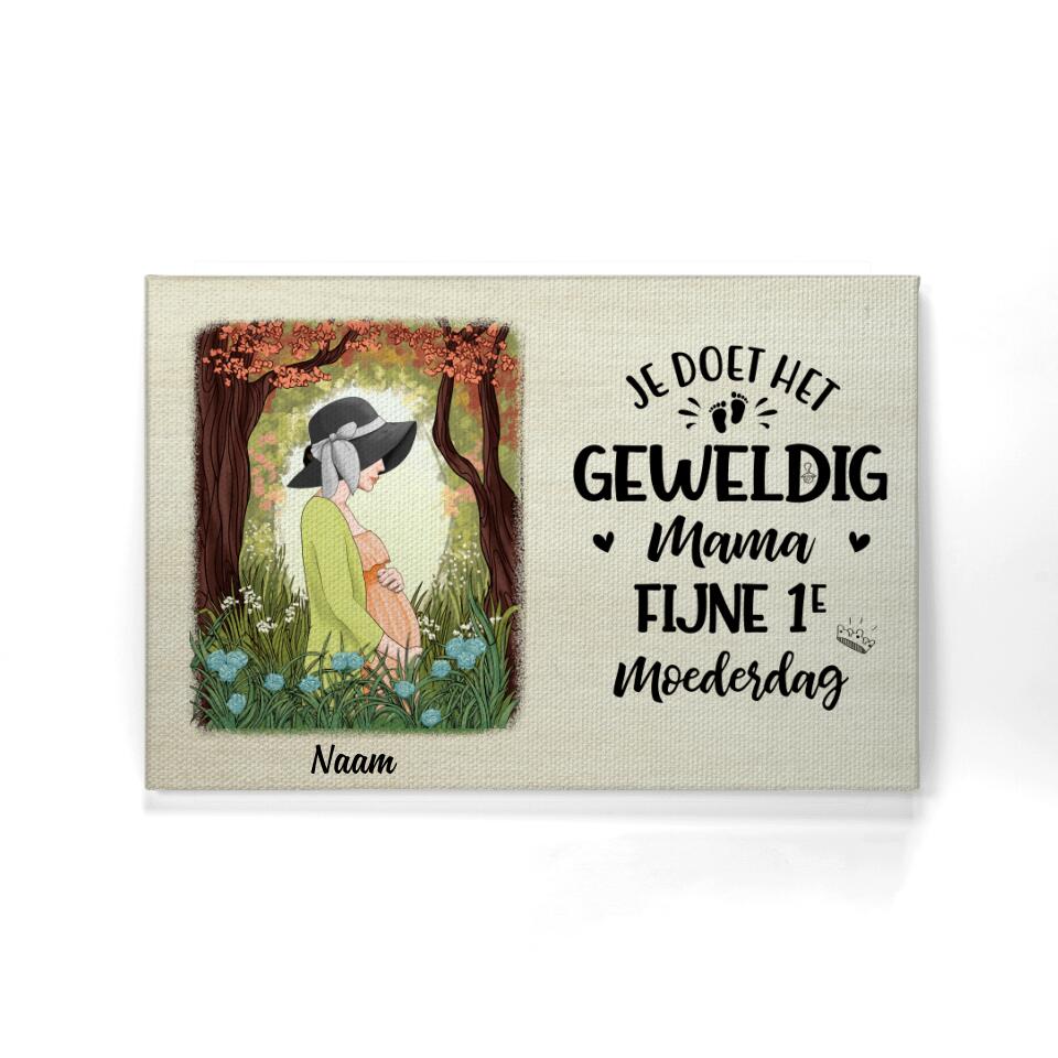 Je Doet Het Geweldig Mama Fijne 1e Moederdag, Personaliseerbaar Landschap Canvas Voor Mama