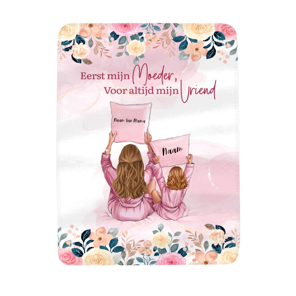 Gepersonaliseerd fleece deken voor Mama | Gepersonaliseerd cadeau voor Moeder |  Eerste Moeder Voor Altijd Vriend