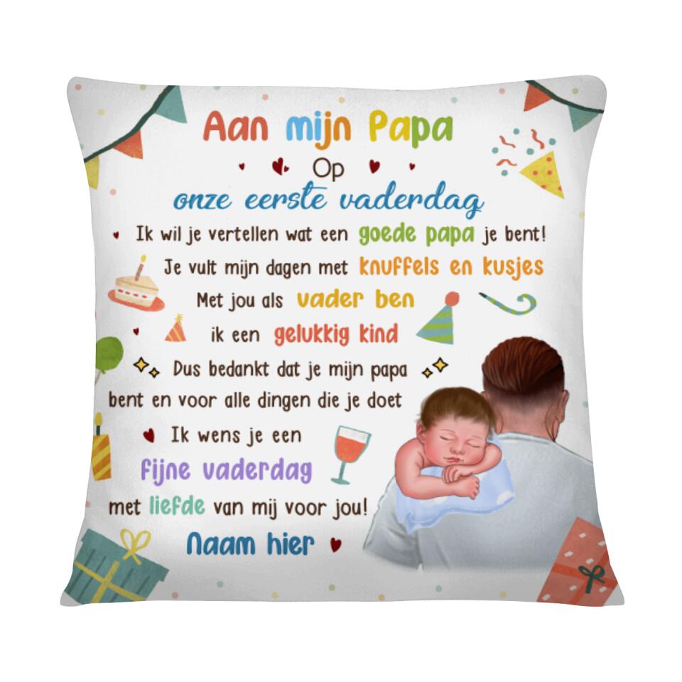 Gepersonaliseerd kussen voor Papa | Gepersonaliseerd cadeau voor Vader | Aan Mijn Papa Op Onze Eerste Vaderdag