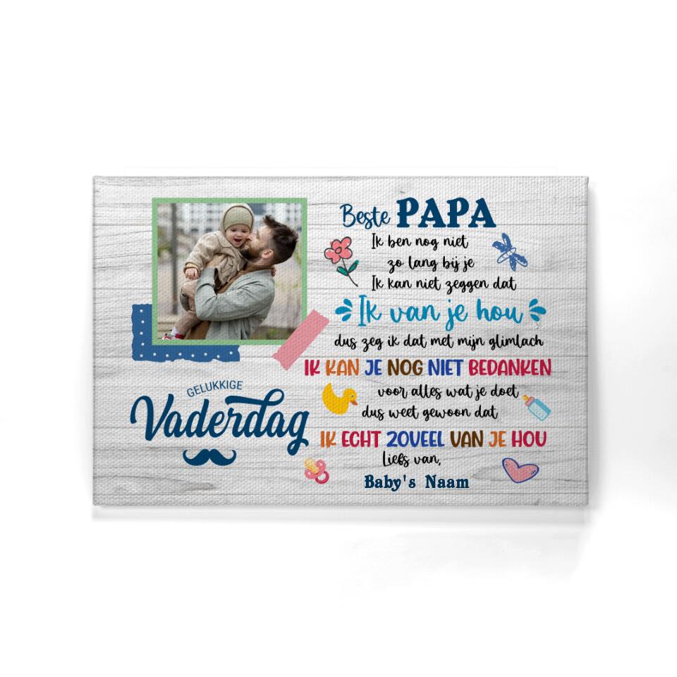 Gepersonaliseerd canvas voor Nieuwe vader| Gepersonaliseerd cadeau voor Nieuwe vader | Beste Papa Ik van je hou Vaderdag