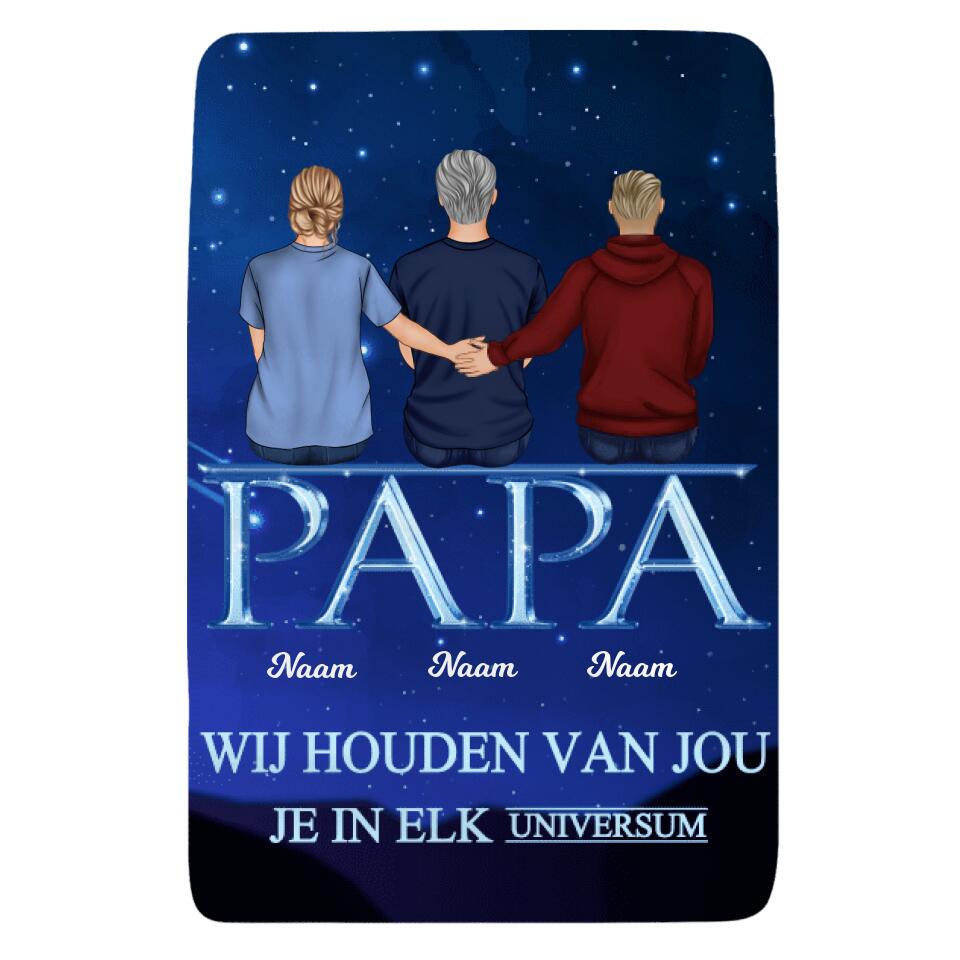 Gepersonaliseerd fleece deken voor papa | Gepersonaliseerd cadeau voor vader | Papa Ik Hou Van Jou Je In Elk Universum