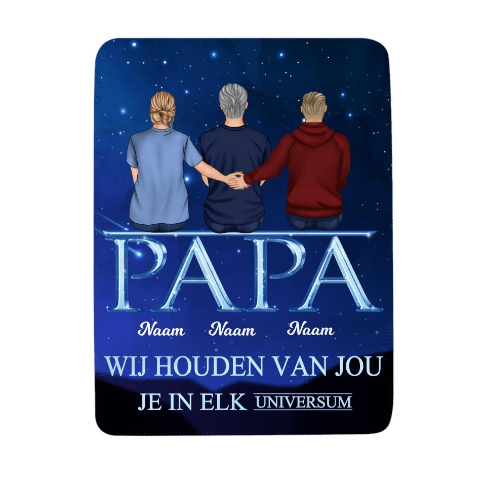 Gepersonaliseerd fleece deken voor papa | Gepersonaliseerd cadeau voor vader | Papa Ik Hou Van Jou Je In Elk Universum
