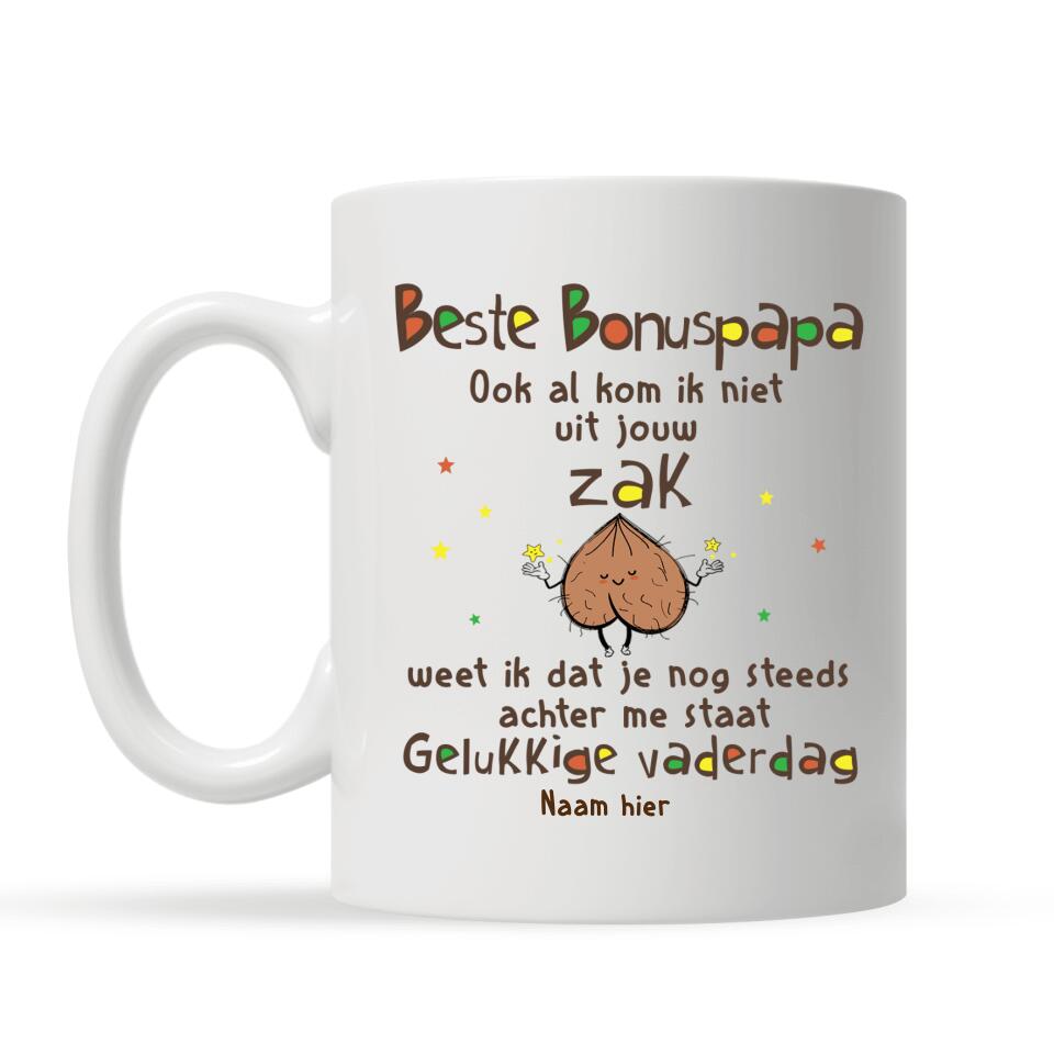 Gepersonaliseerd mok voor papa | Gepersonaliseerd cadeau voor vader | Beste bonuspapa Ook al kom ik niet uit jouw zak