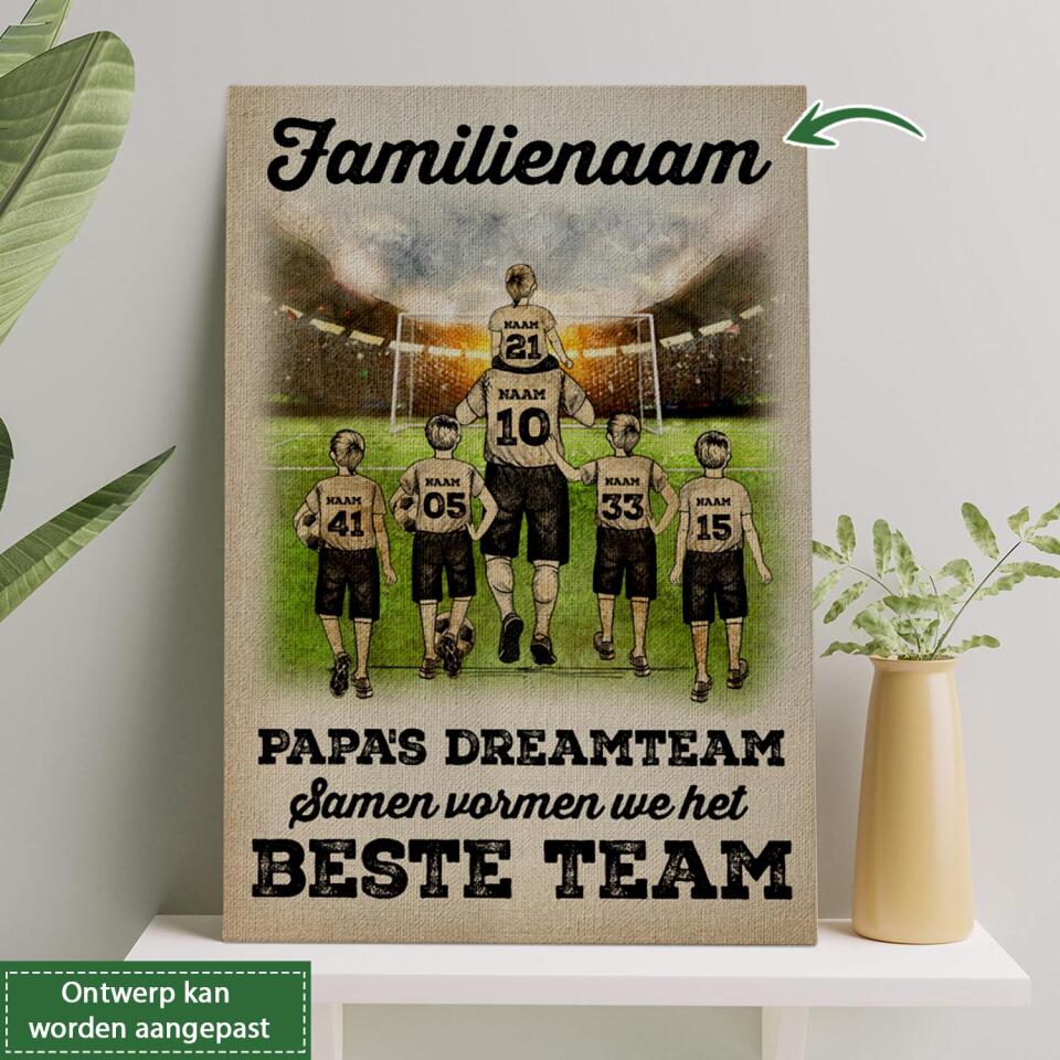 Gepersonaliseerd canvas voor Papa|| Gepersonaliseerd cadeau voor Vader|| Papa's dreamteam Samen vormen we het beste team