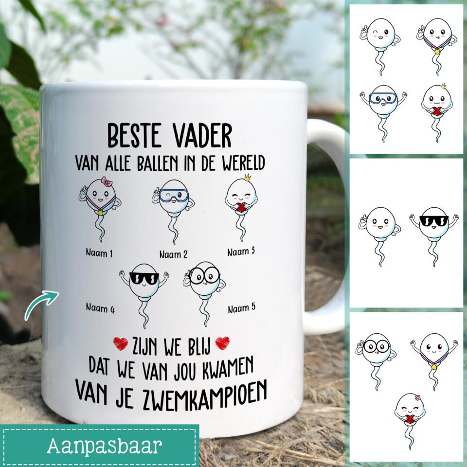 Gepersonaliseerd mok voor Papa| Gepersonaliseerd cadeau voor Vader| Beste vader aller ballen