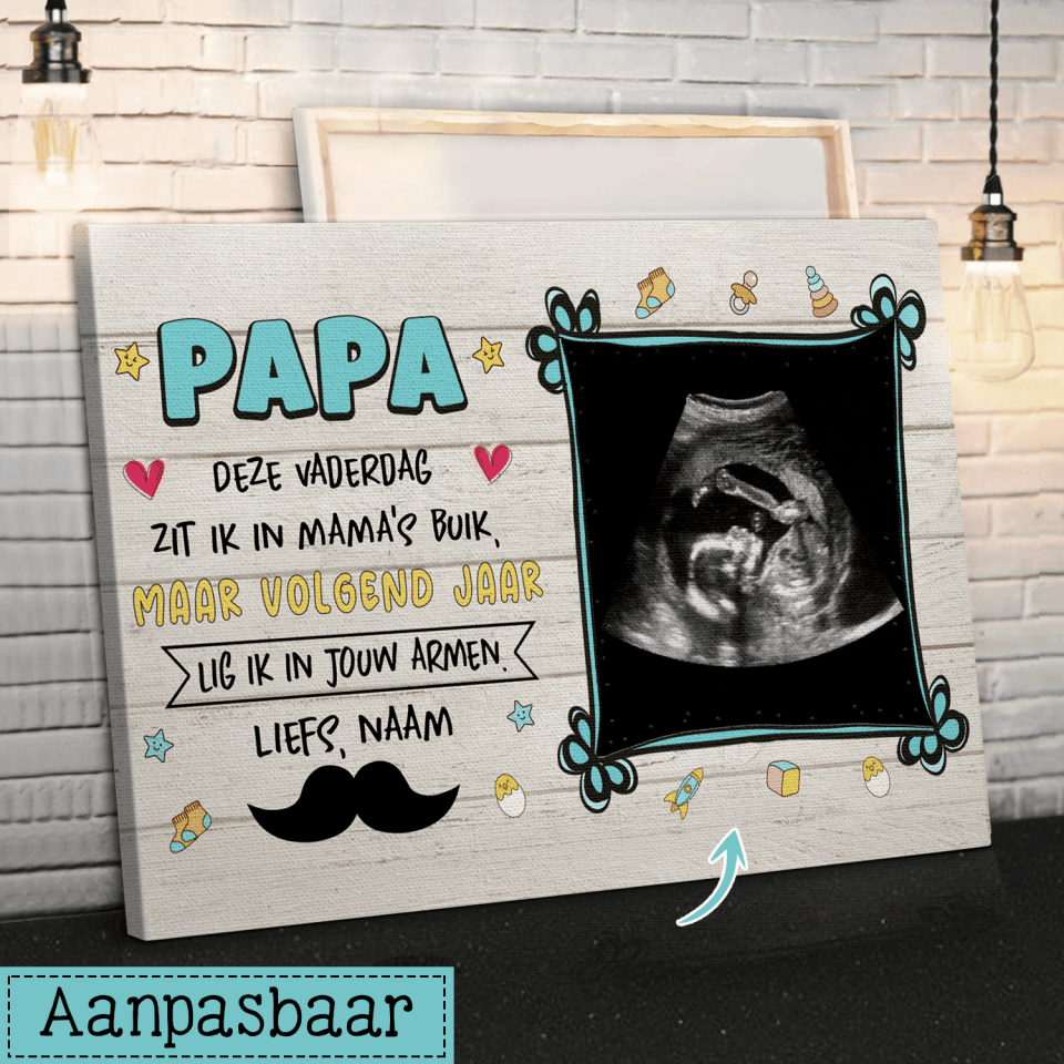 Gepersonaliseerd canvas voor papa| Gepersonaliseerd cadeau voor vader| Deze Vaderdag zit ik in mama's buik