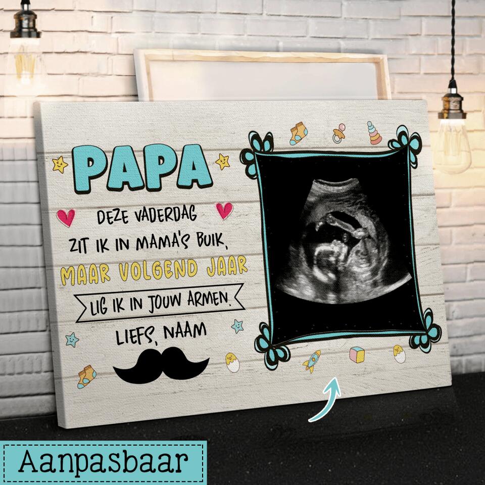 Gepersonaliseerd canvas voor papa| Gepersonaliseerd cadeau voor vader| Deze Vaderdag zit ik in mama's buik