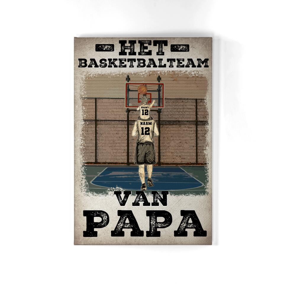 Het basketbalteam van Papa, Aanpasbaar Canvas Voor Papa