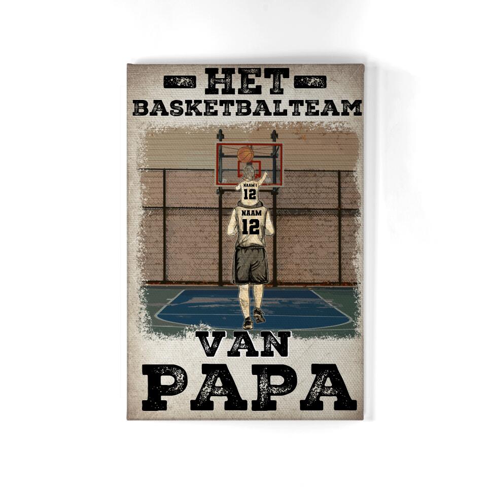 Het basketbalteam van Papa, Aanpasbaar Canvas Voor Papa