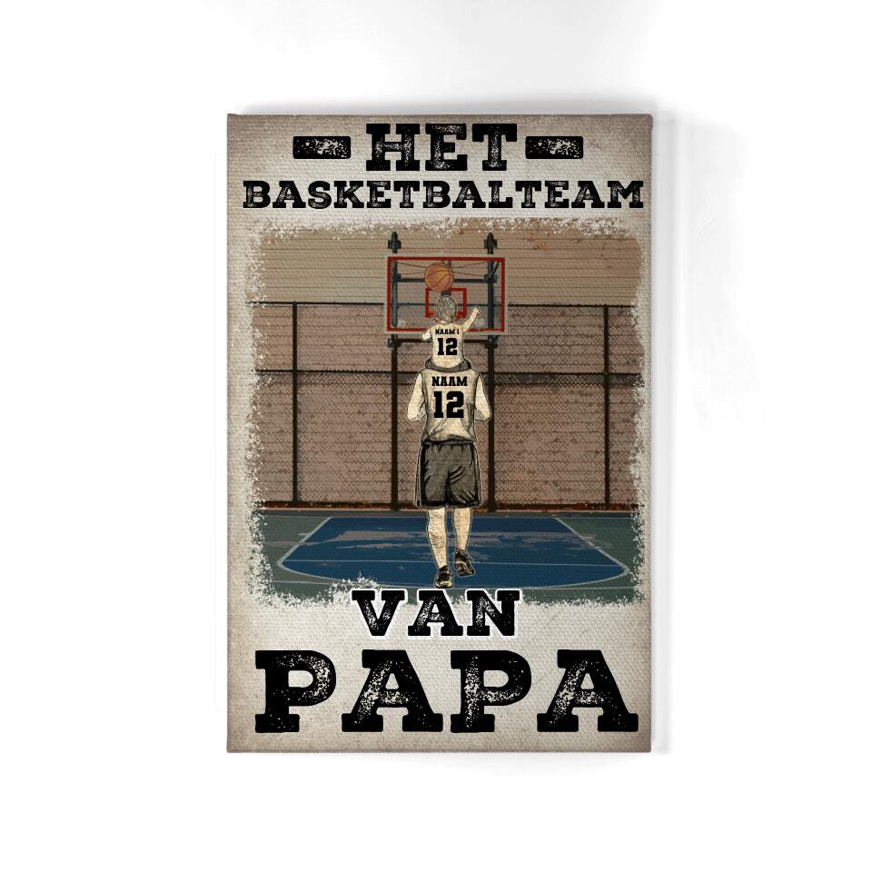 Het basketbalteam van Papa, Aanpasbaar Canvas Voor Papa