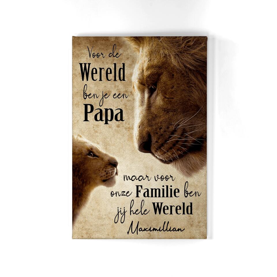Gepersonaliseerd canvas voor Papa | Gepersonaliseerd cadeau voor Vader | Vader Is De Wereld