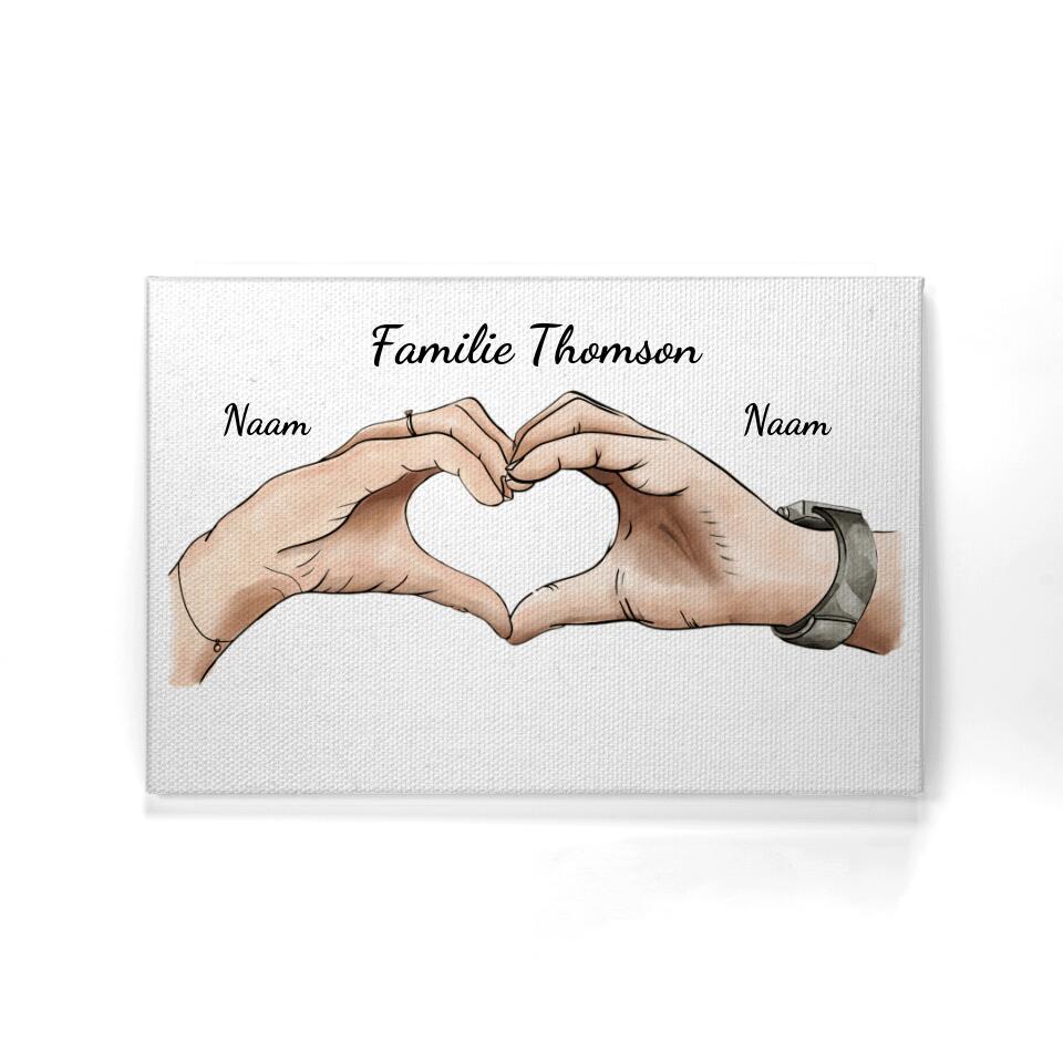 Gepersonaliseerd canvas voor  Familie| Gepersonaliseerd cadeau voor Familie | Familienhände