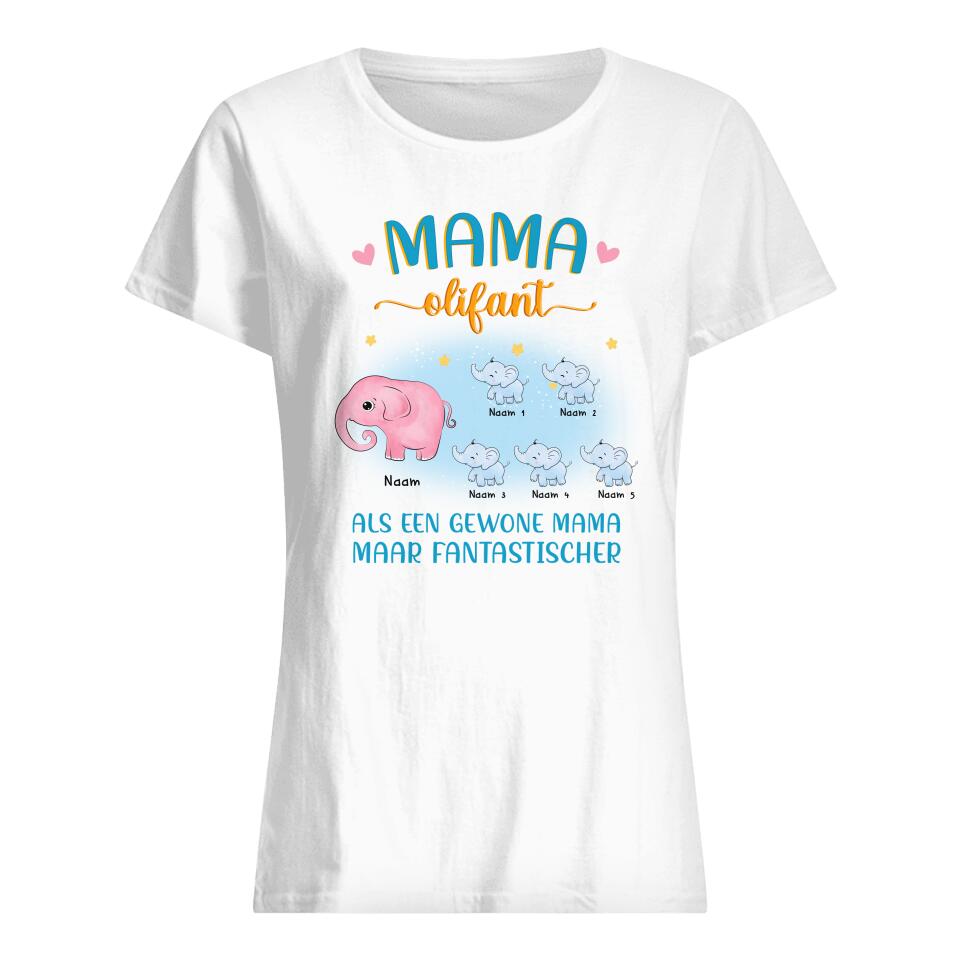 Gepersonaliseerd t shirt voor Mama| Gepersonaliseerd cadeau voor Moeder| Mama Olifant