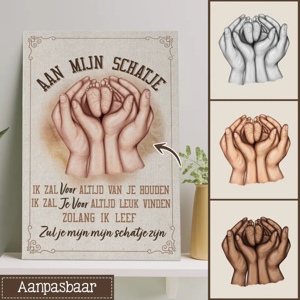 Gepersonaliseerd canvas voor Mama | Gepersonaliseerd cadeau voor Moeder | Aar Mijn Schatje