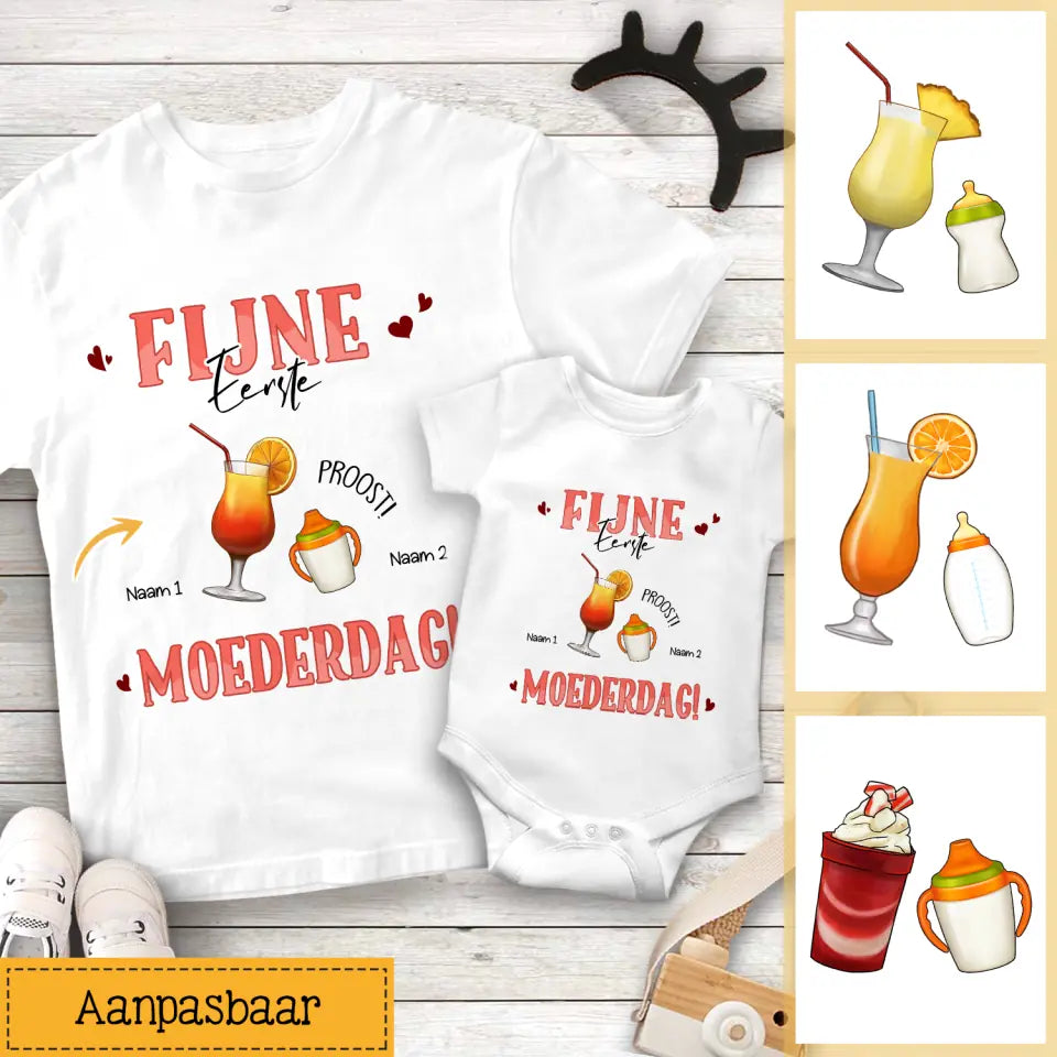 Gepersonaliseerd t shirt voor Mama | Gepersonaliseerd cadeau voor Moeder | Fijne Eerste Moederdag