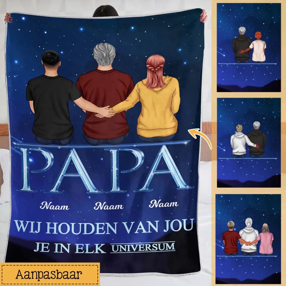 Gepersonaliseerd fleece deken voor papa | Gepersonaliseerd cadeau voor vader | Papa Ik Hou Van Jou Je In Elk Universum