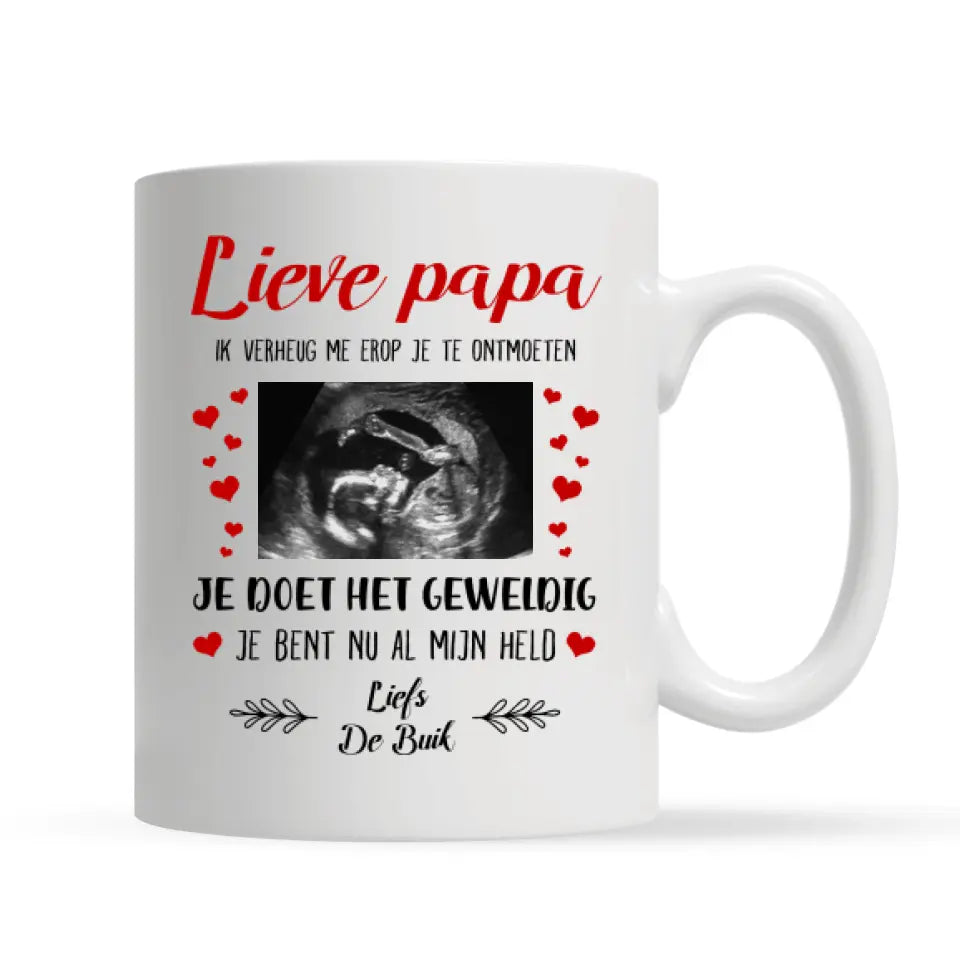 Gepersonaliseerd mok voor papa| Gepersonaliseerd cadeau voor vader| Lieve Papa uit de Buik