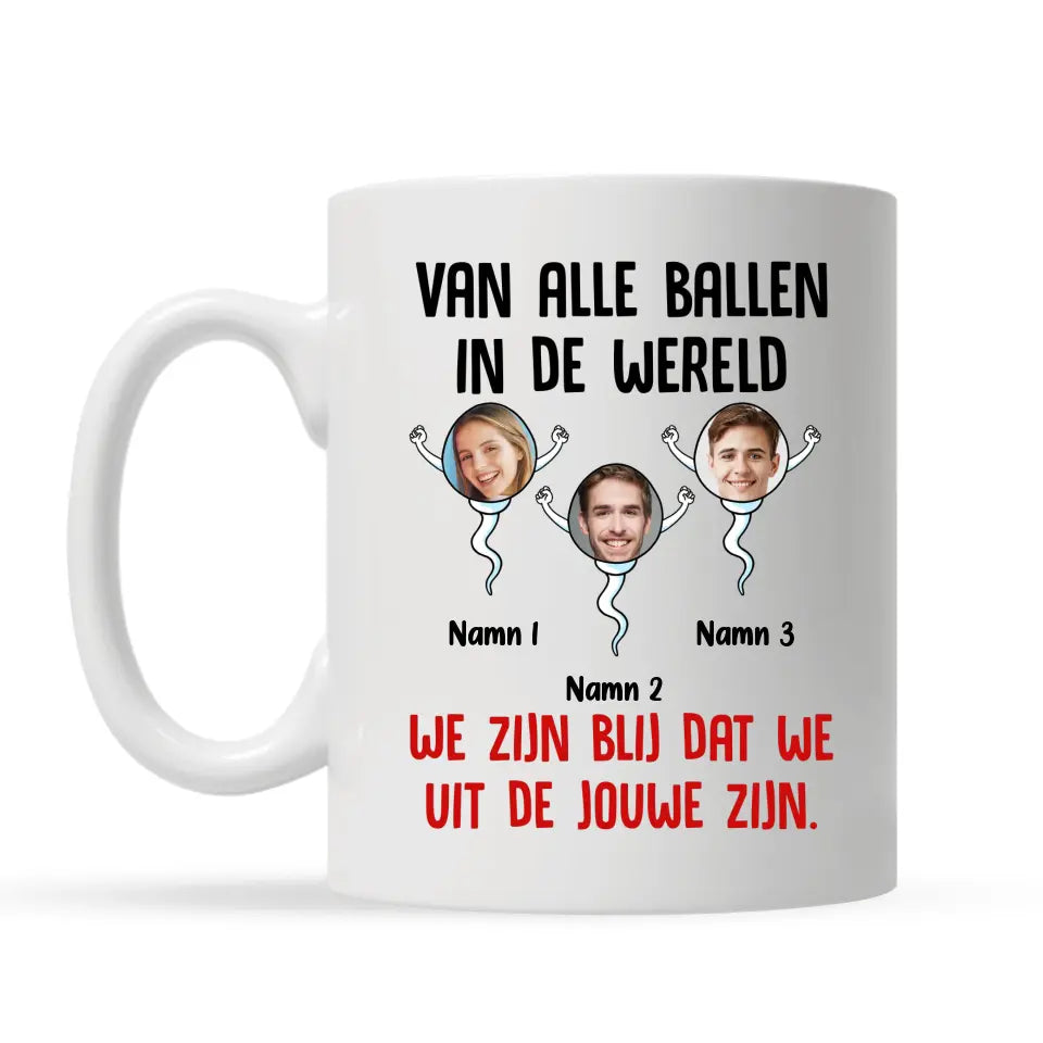 Gepersonaliseerd mok voor papa | Gepersonaliseerd cadeau voor vader | We zijn blij dat we  uit de jouwe zijn