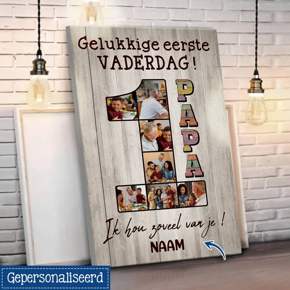 Gepersonaliseerd canvas voor papa | Gepersonaliseerd cadeau voor vader | Gelukkige eerste vaderdag