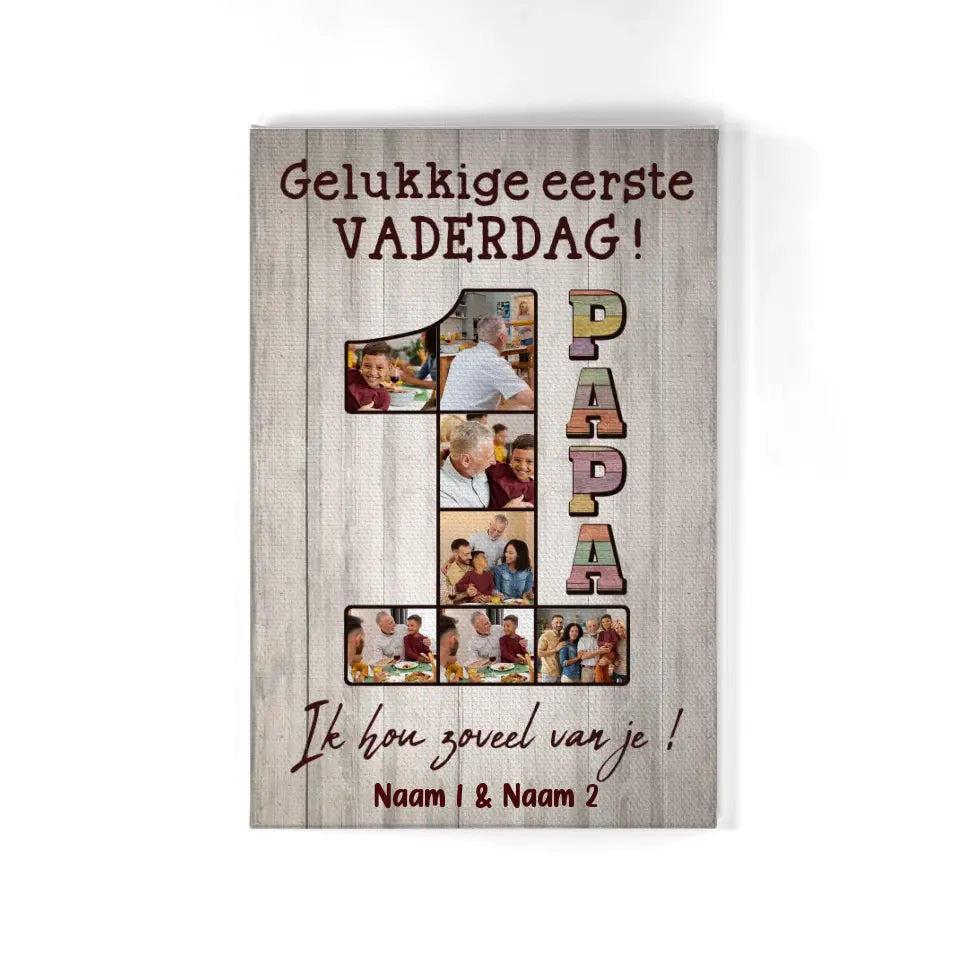 Gepersonaliseerd canvas voor papa | Gepersonaliseerd cadeau voor vader | Gelukkige eerste vaderdag