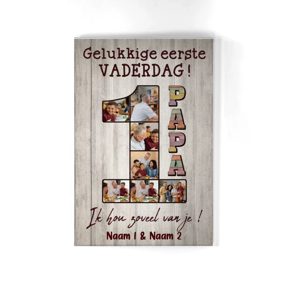 Gepersonaliseerd canvas voor papa | Gepersonaliseerd cadeau voor vader | Gelukkige eerste vaderdag